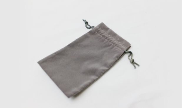 Grey Velveteen Drawstring Bag: 3" x 4-7/8"-107947