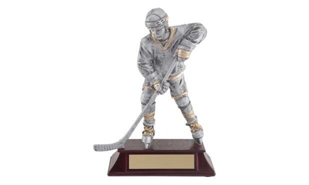 Pewter and Gold Male  Hockey Sculpture: 6-1/4"-101990
