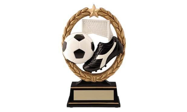 Gold Wreath Soccer Sculpture: 6-1/2"-102447