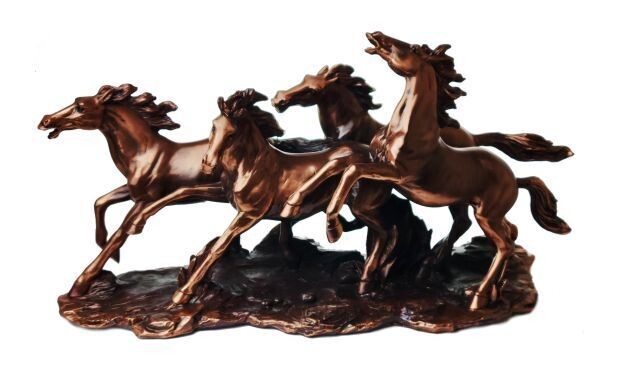 Four Horses Sculpture: 17-1/2" x 8-1/2"-108061
