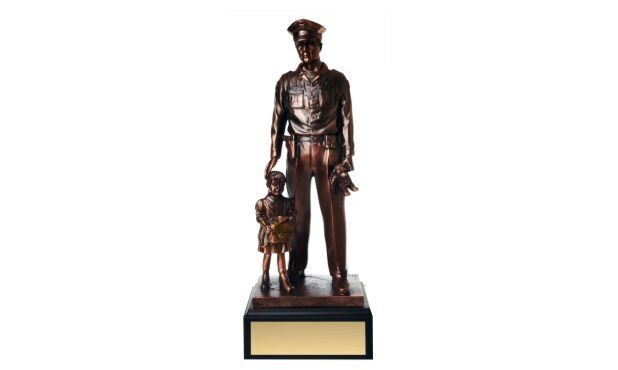 Policeman with Child Sculpture: 4-1/2" x 11-1/2"-108067