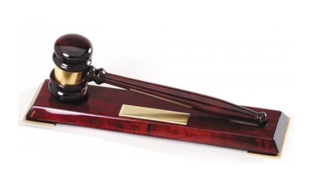 Executive Men's Piano Finish Gavel on Matching Base: 10-1/2"-102914