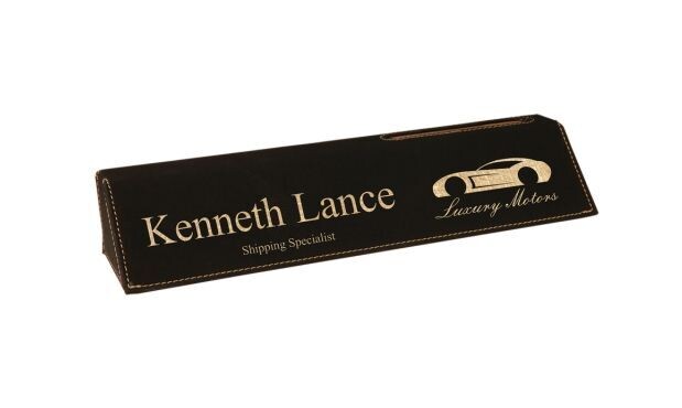 Black/Gold Leatherette Desk Wedge with Business Card Holder: 10-1/2"-107986