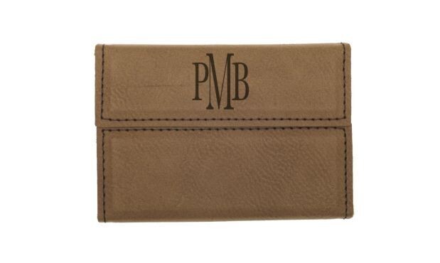 Dark Brown Leatherette Hard Business Card Holder: 3-3/4" x 2-3/4"-107991