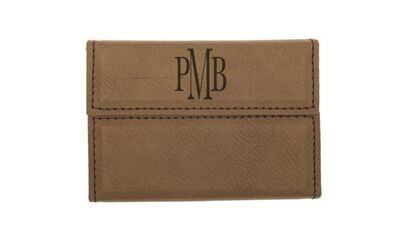 Dark Brown Leatherette Hard Business Card Holder: 3-3/4" x 2-3/4"-107991