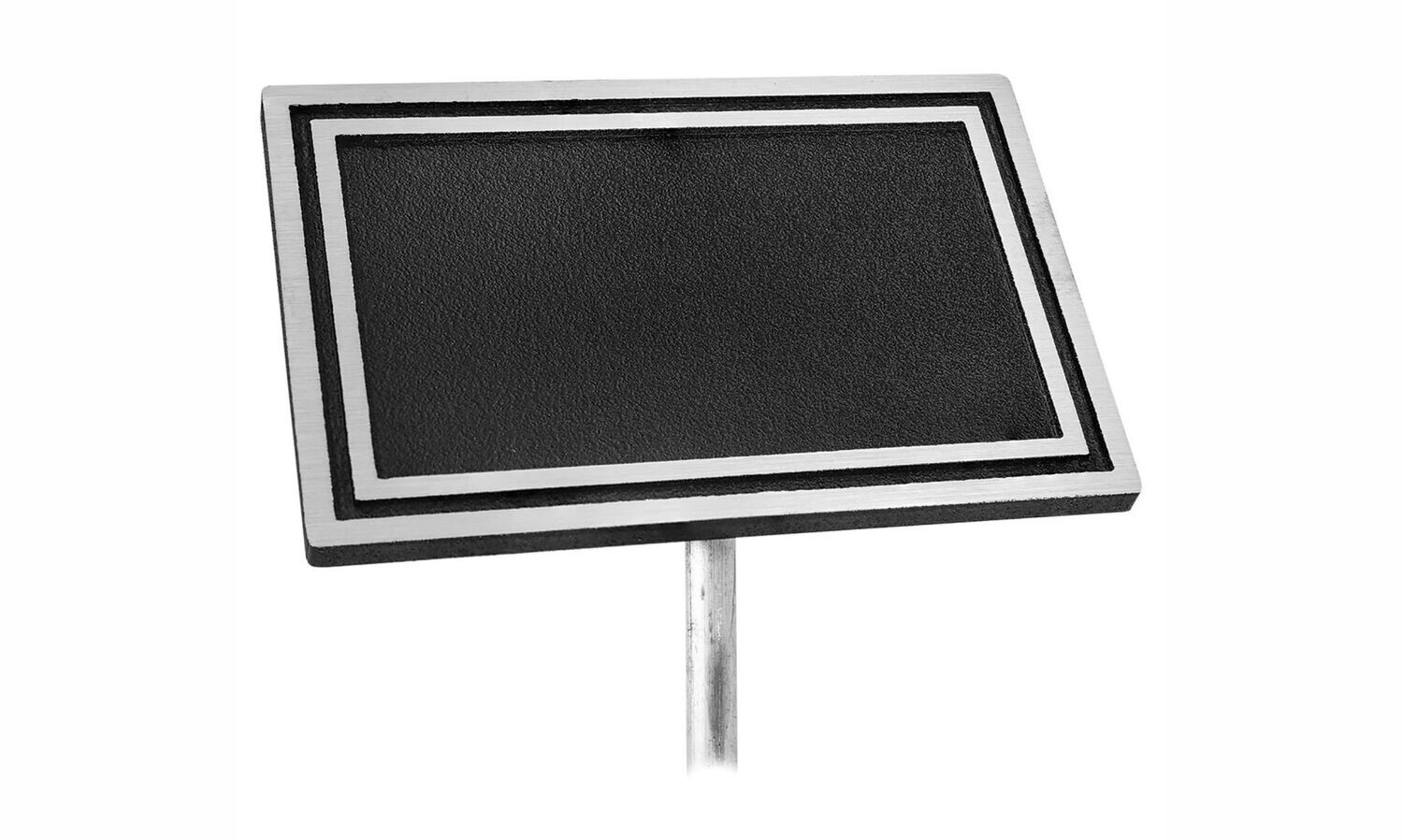 Silver/Black Rectangle Cast Aluminum Sign with Stand: 10" x 8"-108379