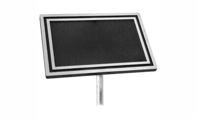 Silver/Black Rectangle Cast Aluminum Sign with Stand: 8" x 6"-108381