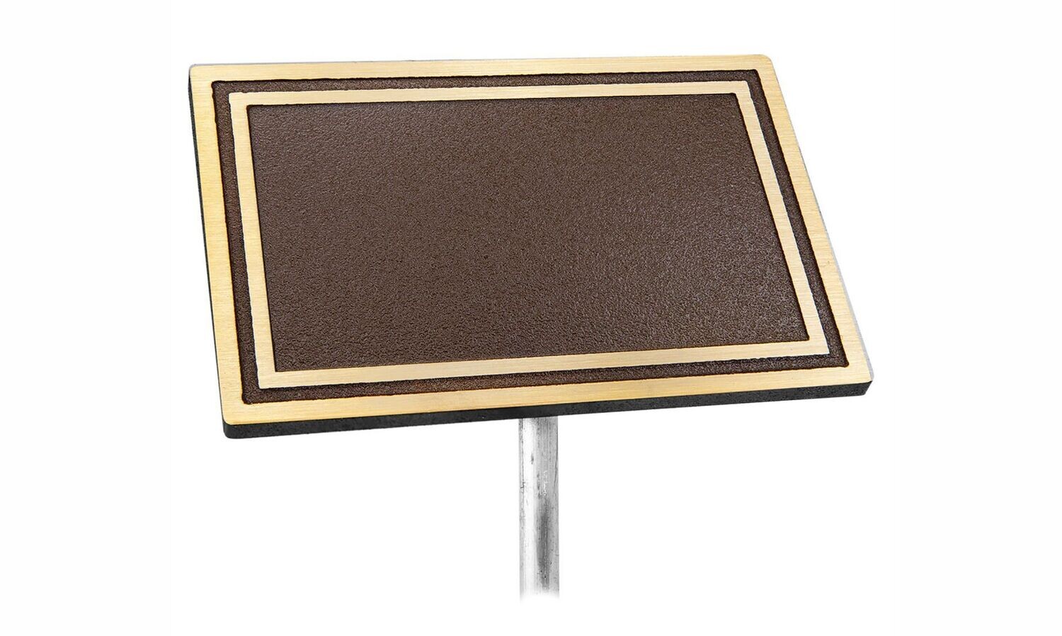 Bronze/Brown Rectangle Cast Aluminum Sign with Stand: 10" x 8"-108382