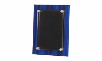 Blue Glass Plaque with Floating Acrylic Award: 9" x 12"-108330