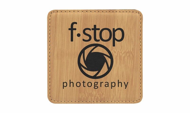 Square Bamboo Leatherette Coaster: 4" x 4"-108428