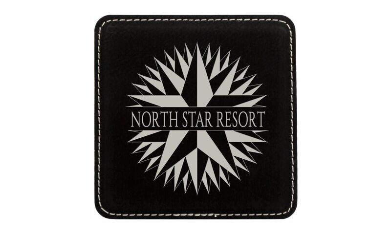 Square Black Leatherette Coaster: 4" x 4"-108432