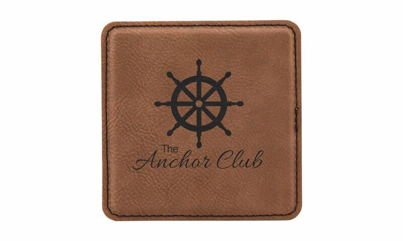 Square Dark Brown Leatherette Coaster: 4" x 4"-108437