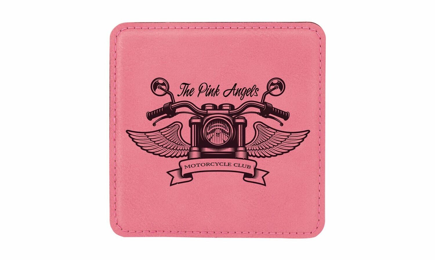 Square Pink Leatherette Coaster: 4" x 4"-108433