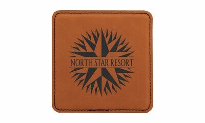 Square Rawhide Leatherette Coaster: 4" x 4"-108436