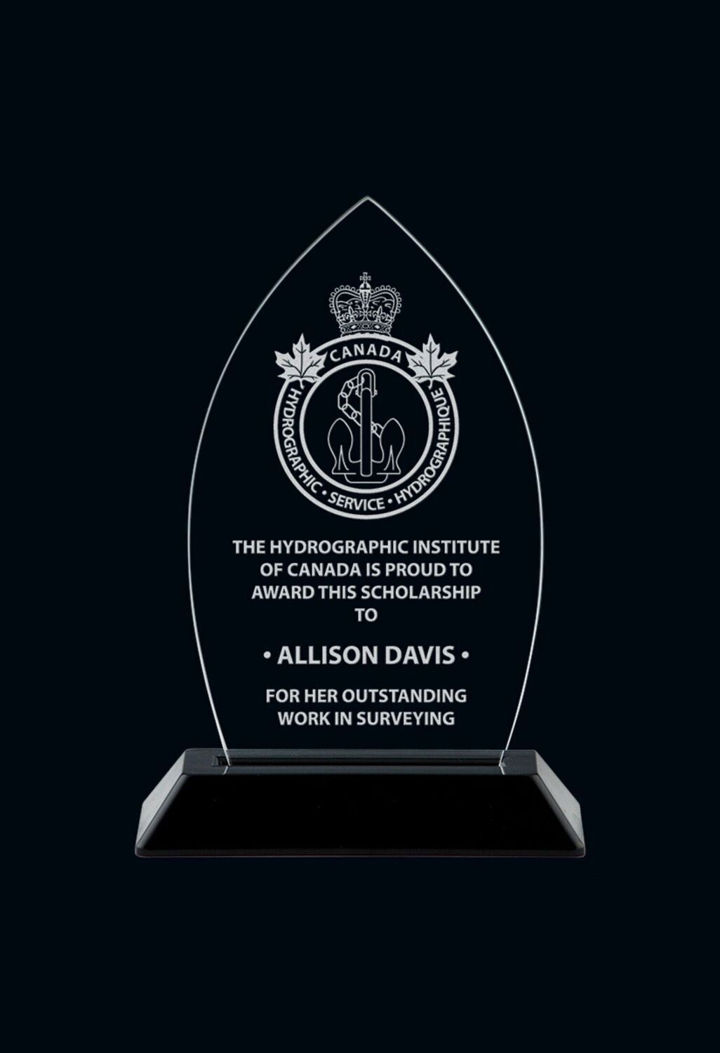 Peak Acrylic Award with Black Snap in Base: 7-1/4"-108140