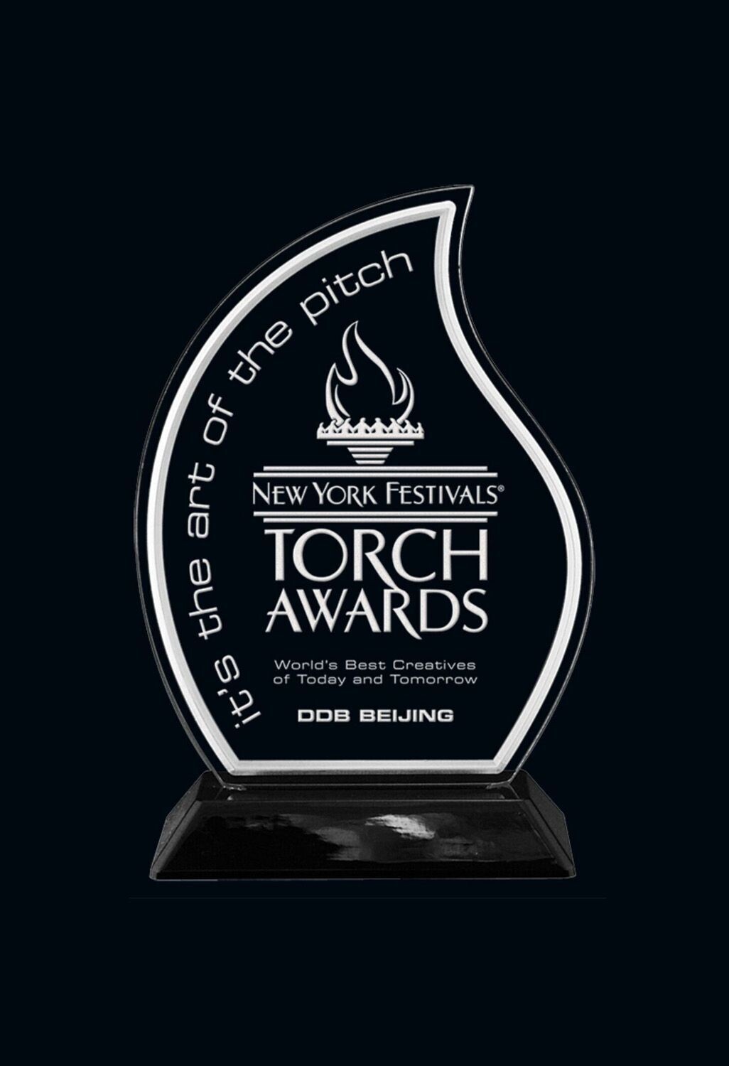 Flame Acrylic Award with Black Snap in Base: 7-7/8"-108139
