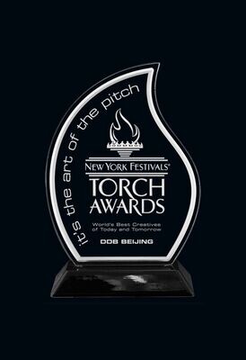 Flame Acrylic Award with Black Snap in Base: 7-7/8"-108139