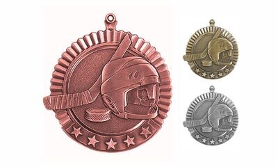 Five Star Hockey Medallion: Antique Bronze 2-3/4"-105002