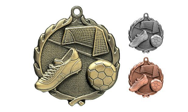 Sculptured Soccer Medallion: Antique Gold 2-1/2"-105083
