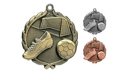 Sculptured Soccer Medallion: Antique Gold 2-1/2"-105083