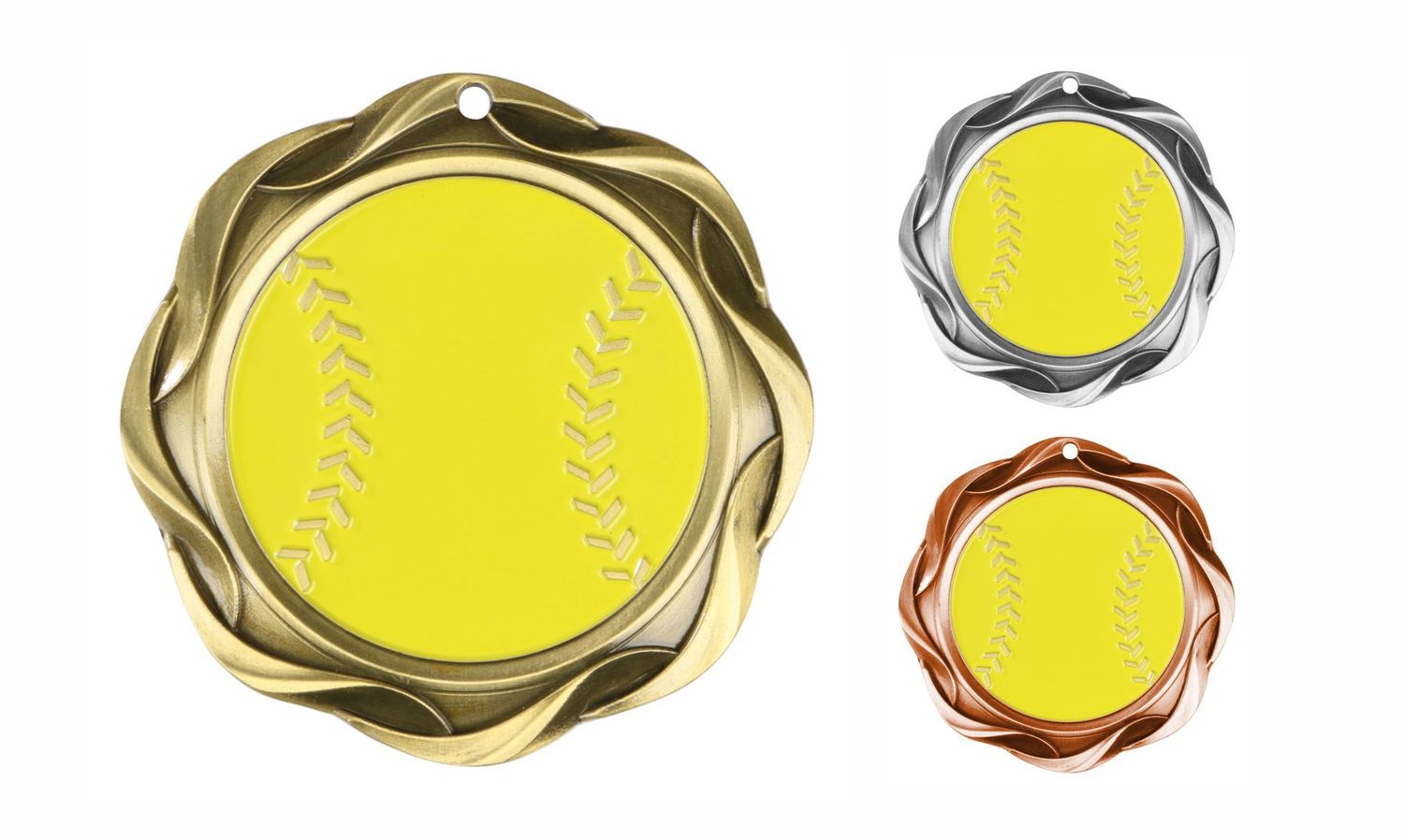 Fusion Softball Medallion: Antique Gold 3"-108455