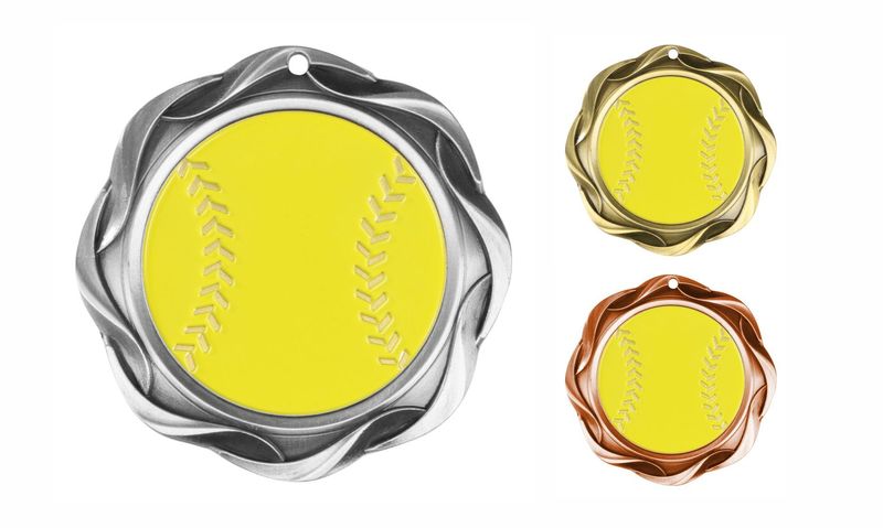 Fusion Softball Medallion: Antique Silver 3"-108456