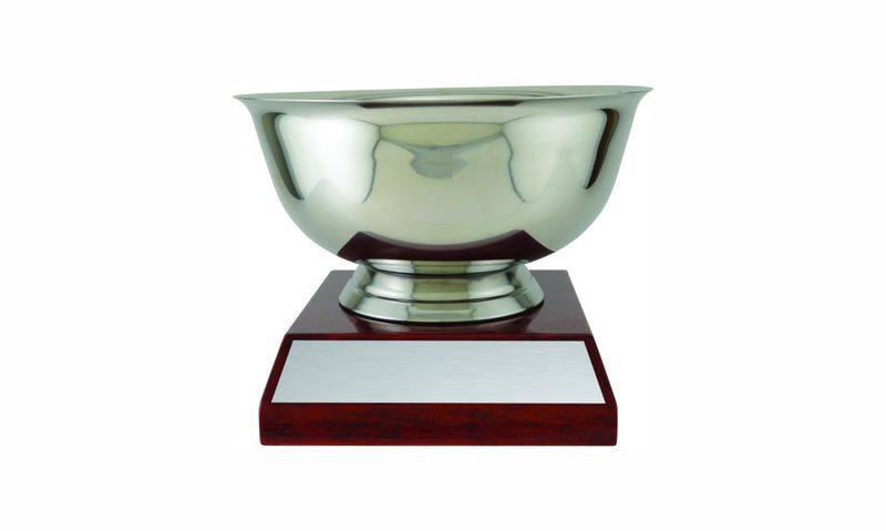 Stainless Steel Revere Bowl Trophy on a Piano Finish Base: 5-1/2" -108410