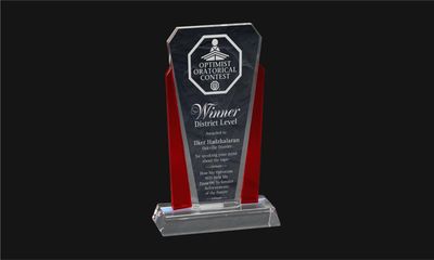 Apollo Series Red and Clear Optic Crystal Award: 9-7/8"-108426