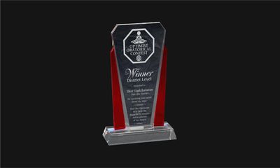 Apollo Series Red and Clear Optic Crystal Award: 8-1/2"-108425