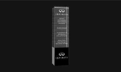Elevation Series Black and Clear Optic Crystal Award: 9-1/4" -108451