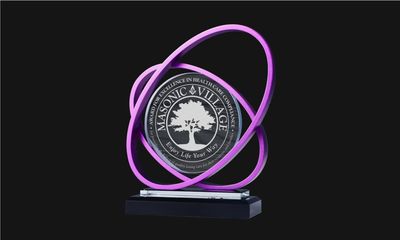 Saturn Series Glass and Amethyst Aluminum Award: 7"-108526