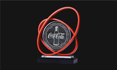 Saturn Series Glass and Red Aluminum Award: 7"-108527