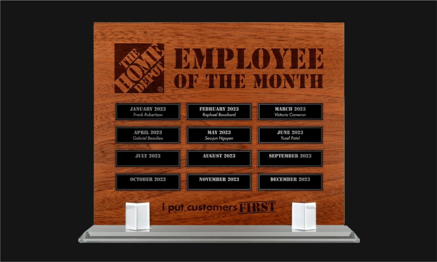 Ramsay Series Wood Award with Clear Glass Base: 8-1/4" x 10-1/2"-108531