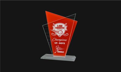 Plaza Series Red and Clear Glass Award: 6-7/8" -108544