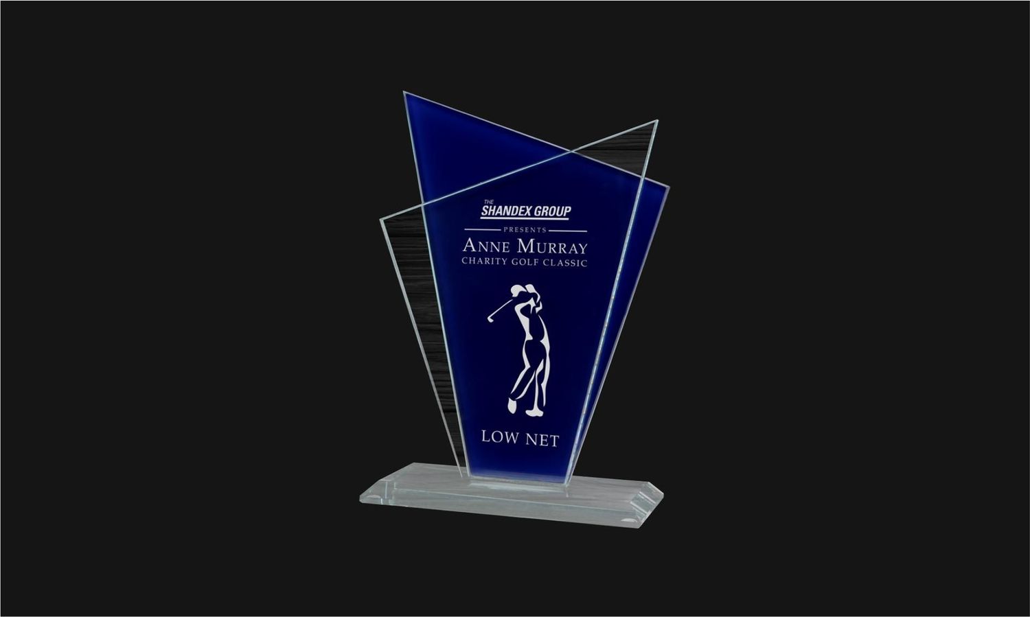 Plaza Series Blue and Clear Glass Award: 6-7/8" -108546