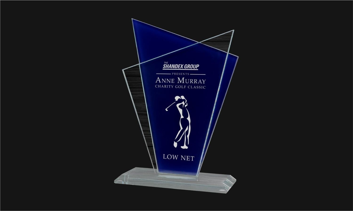 Plaza Series Blue and Clear Glass Award: 8-1/2" -108547