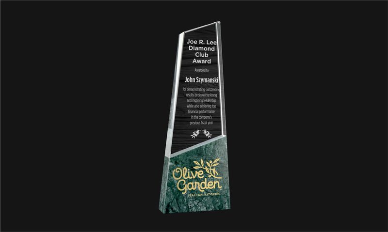 Oasis Optic Crystal and Green Marble Award: 9-3/4" -108551