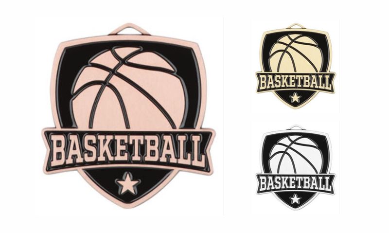 Varsity Basketball Medallion: Antique Bronze 2-1/2"-108475