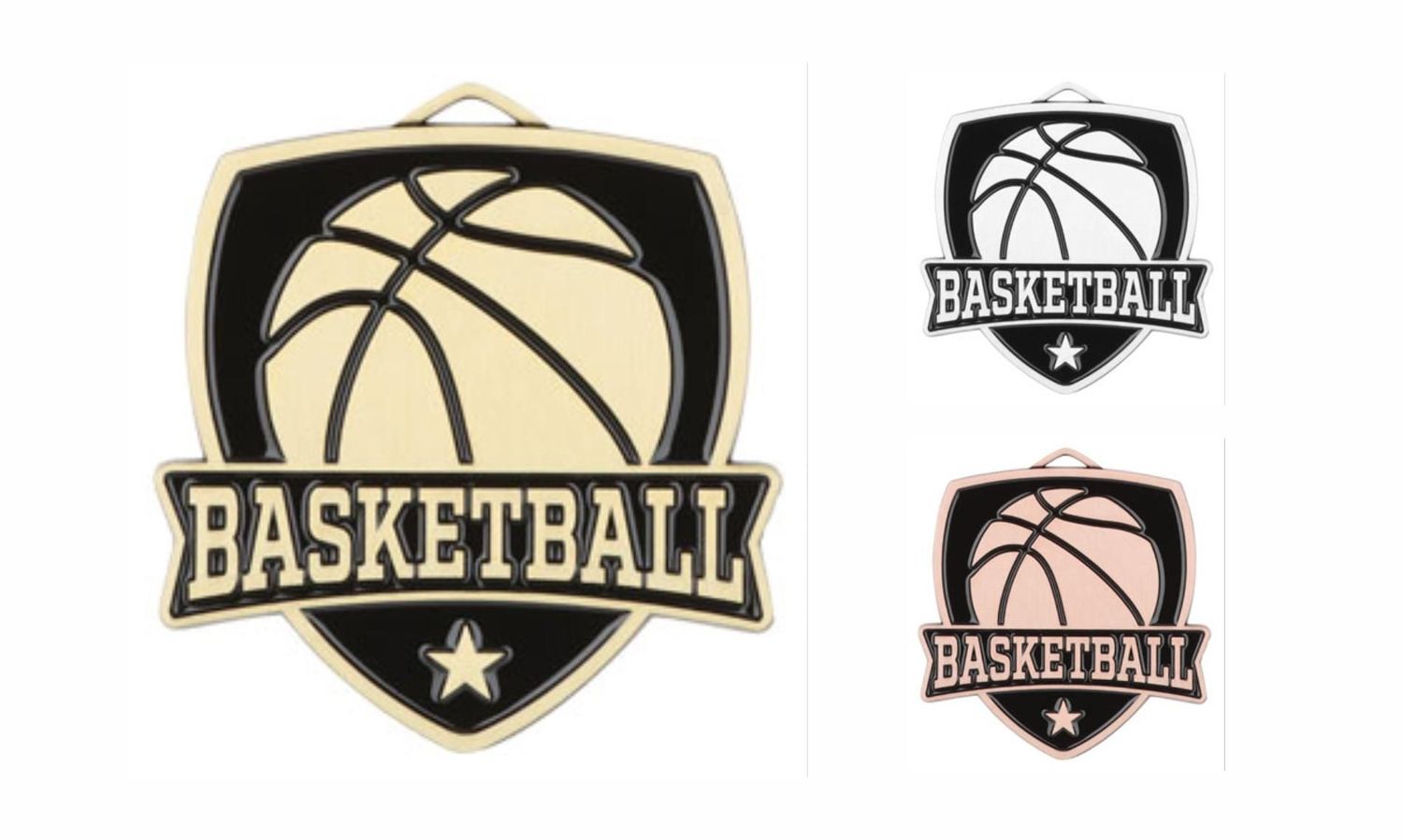 Varsity Basketball Medallion: Antique Gold 2-1/2"-108473