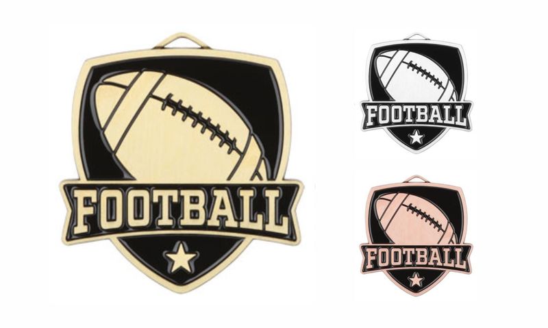 Varsity Football Medallion: Antique Gold 2-1/2"-108476