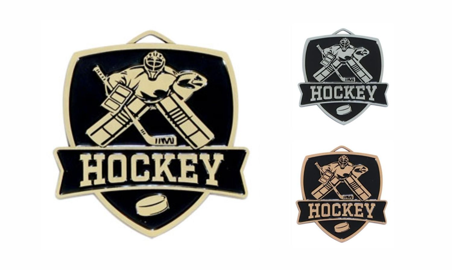 Varsity Hockey Medallion: Antique Gold 2-1/2"-108479