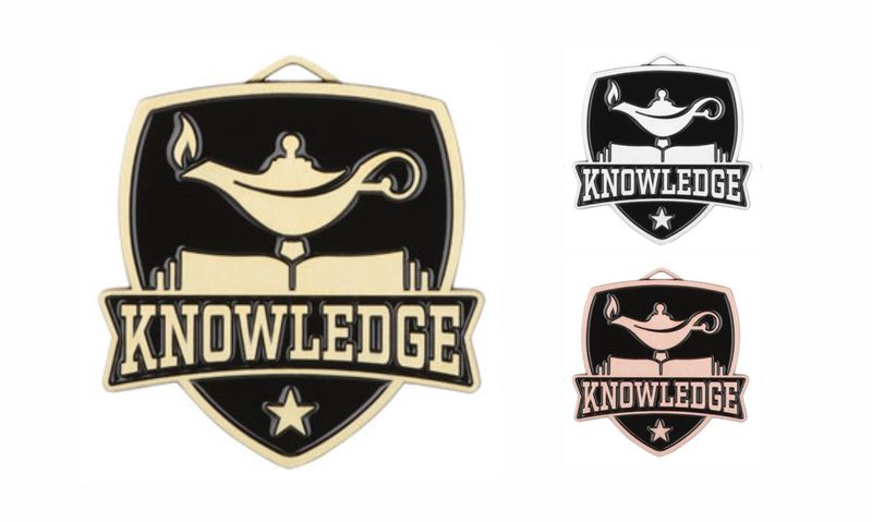 Varsity Knowledge Medallion: Antique Gold 2-1/2"-108482