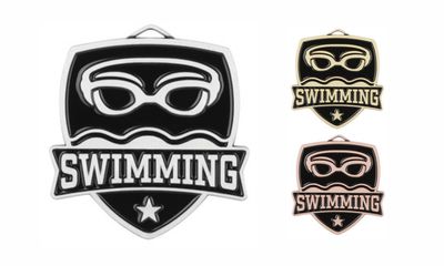 Varsity Swimming Medallion: Antique Silver 2-1/2"-108501