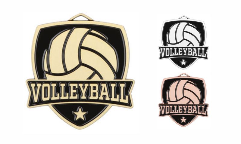 Varsity Volleyball Medallion: Antique Gold 2-1/2"-108509