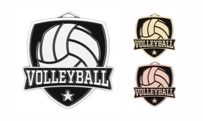 Varsity Volleyball Medallion: Antique Silver 2-1/2"-108510