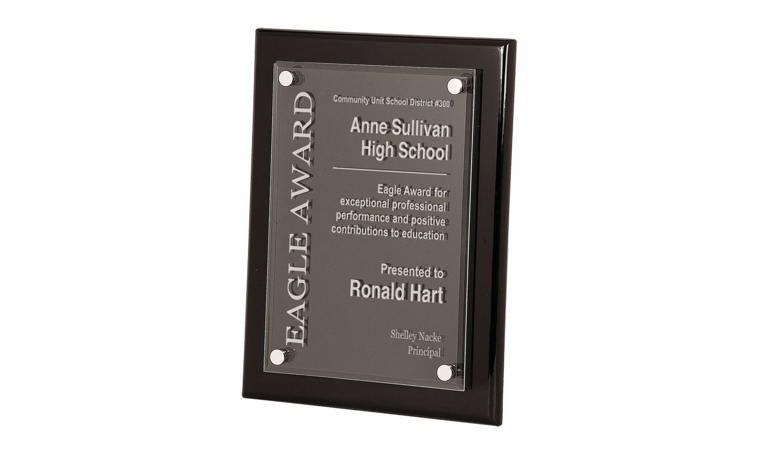 Black Piano Finish Plaque with Glass Front Award: 10-1/2" x 13"-108316
