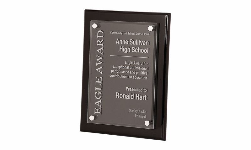 Black Piano Finish Plaque with Glass Front Award: 10-1/2" x 13"-108316