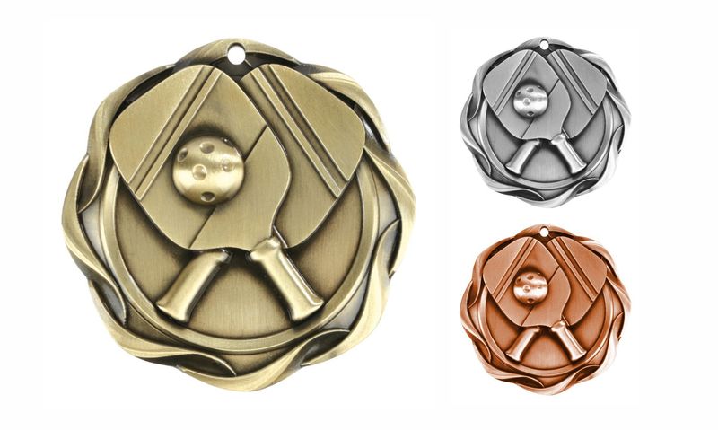 Fusion Pickleball Medallion: Antique Gold 3"-108461