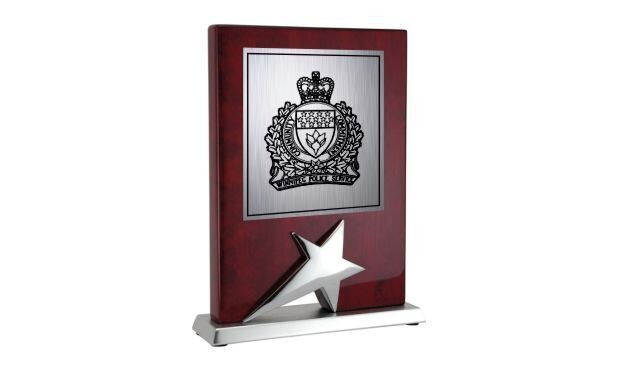 Stand-up Rosewood Star Award Plaque: 6 Stand-up Rosewood Star Award Plaque: 6" x 8"-102029