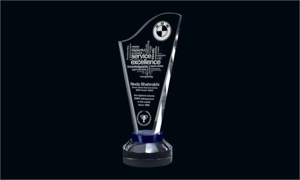 Harp with Blue Optic Crystal Award: 9-1/2 Harp with Blue Optic Crystal Award: 9-1/2"-105921